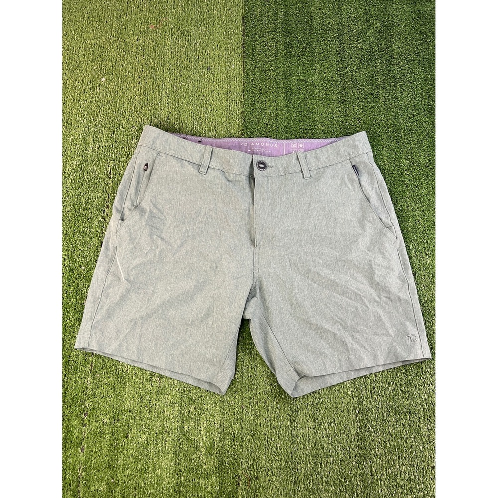 7 Diamonds Aeroplan Performance Shorts Mens 34 Green Heather Golf Stretch